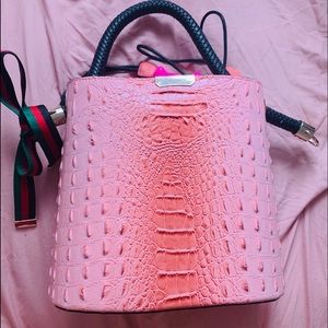 Salmon croc purse
